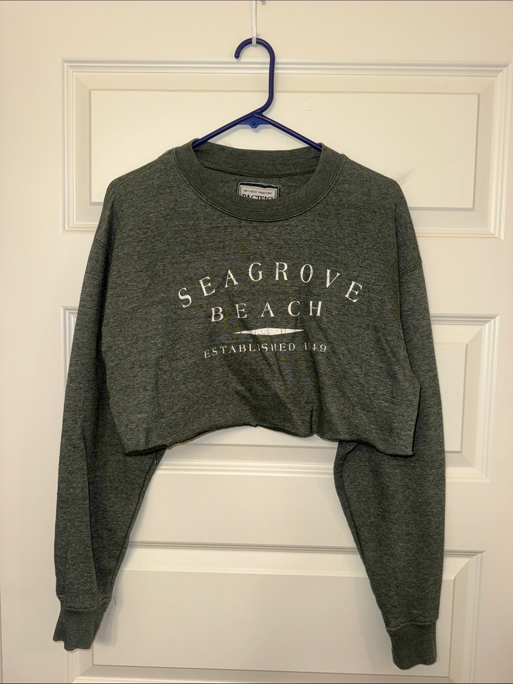 Seagrove Beach Cropped Sweatshirt - Olive Green